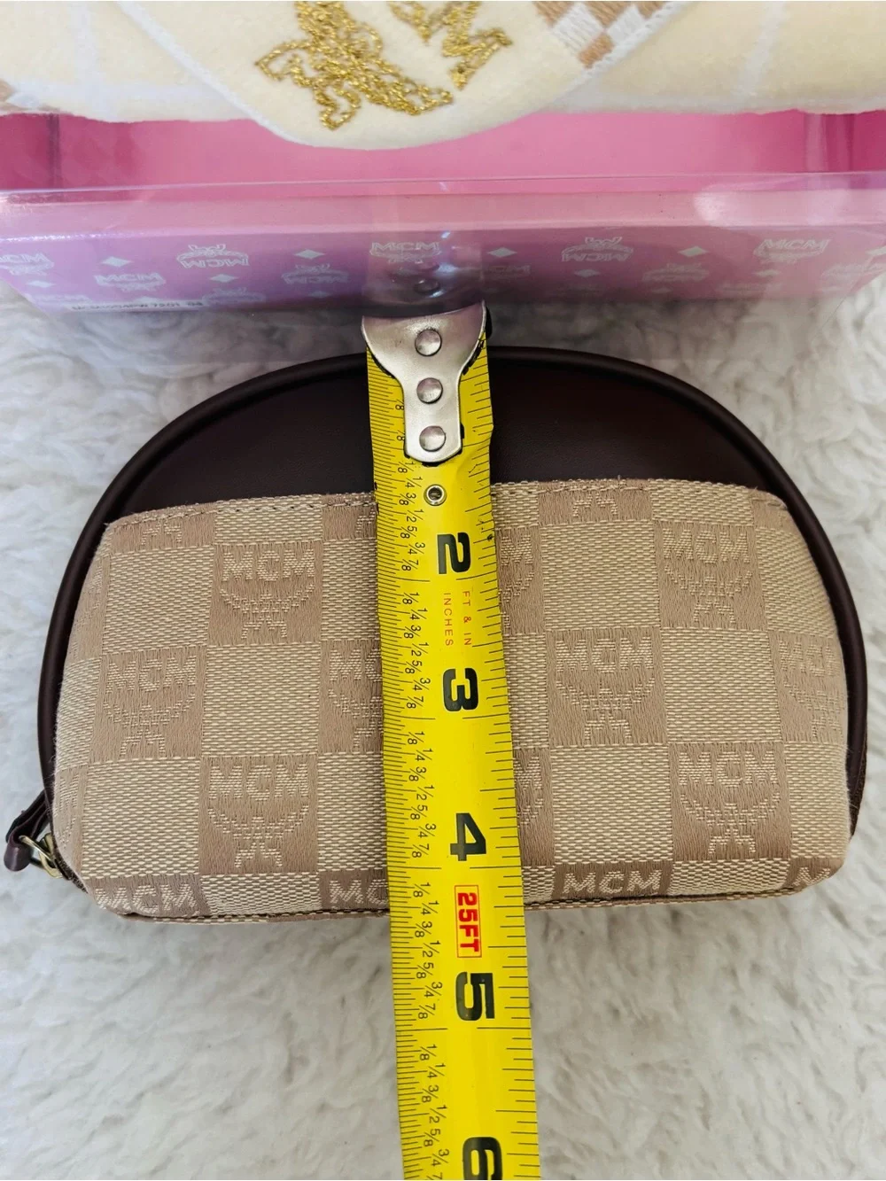 MCM Set of 2 Leather/Canvas Logo Cosmetic Pouch & Hand Towel Set